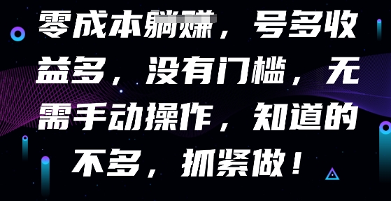 零成本全自动,号多收益多,没有门槛,无需手动-轻创终点站